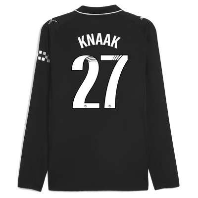 Manchester City Away Authentic Jersey 2025/26 Long Sleeve With KNAAK 27 Printing